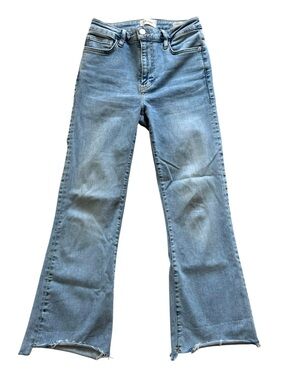 Frame Le Crop Mini Boot Step Fray Jeans Womens 26 Light Blue High Rise Stretch